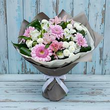 Букет цветов из:  Герберы, Альстромерии и Хризантемы в Большевик