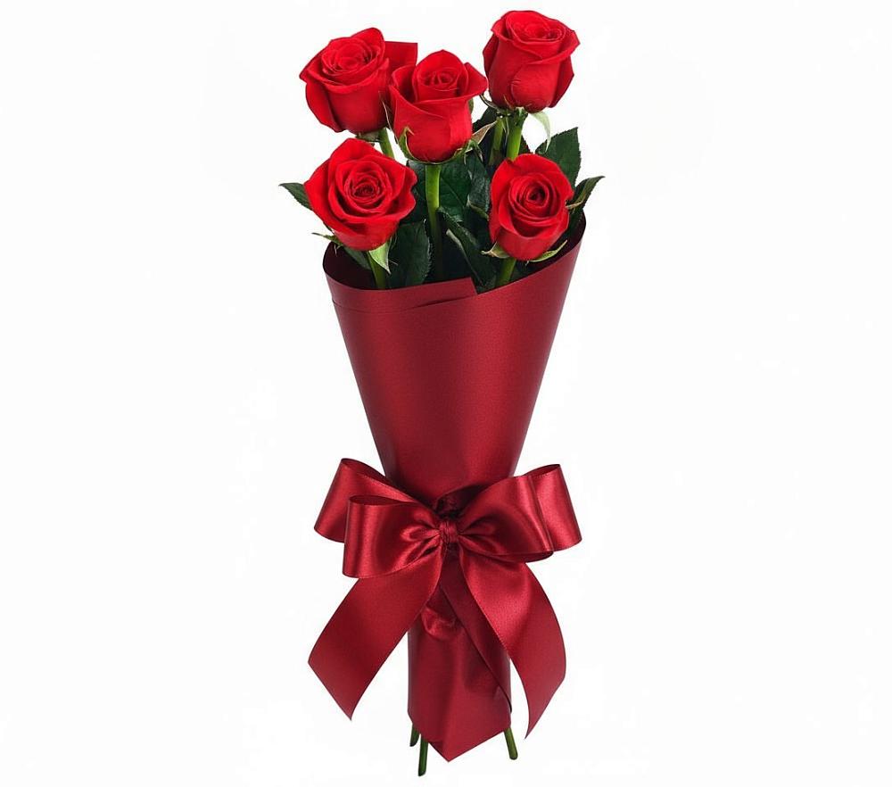 Букет 5 Красных роз Эдлесс Лав в Большевик