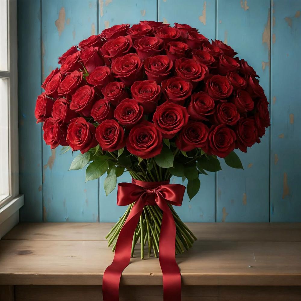 Букет Красные розы Блэк Меджик в Большевик