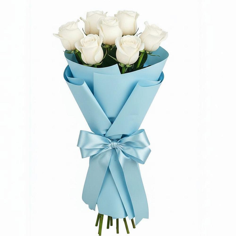Букет 7 белых роз Проуд в Большевик