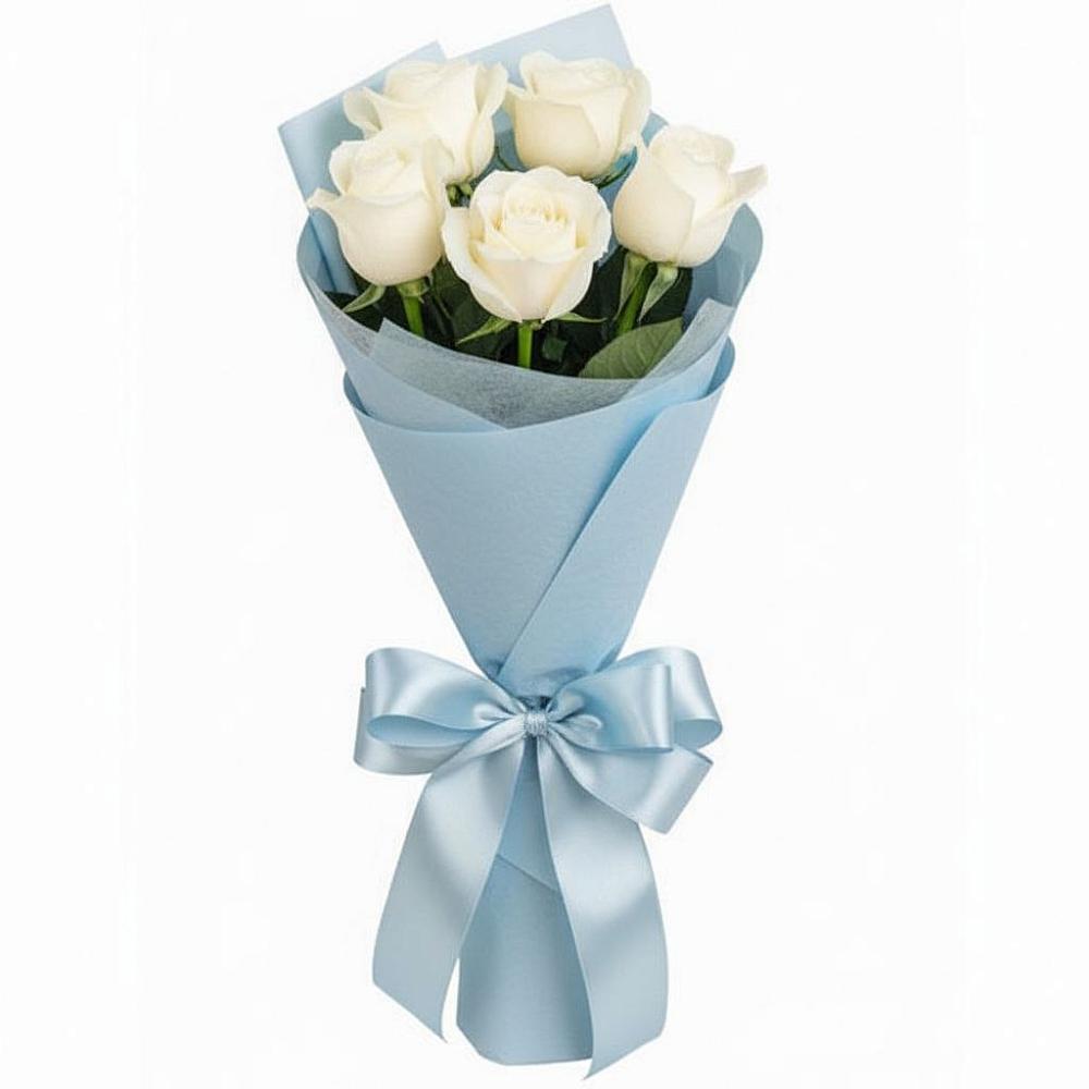 Букет 5 Белых роз Проуд в Большевик