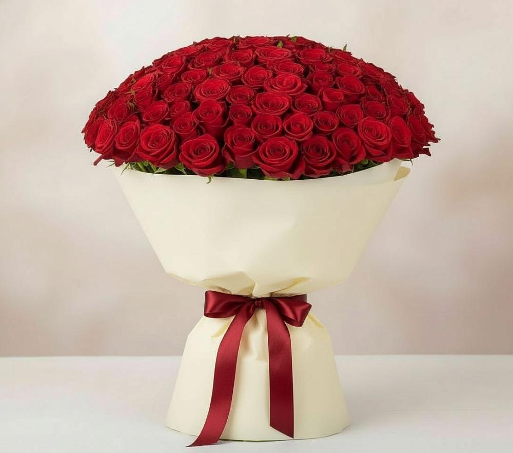 Букет 101 Красная роза Милано в Большевик