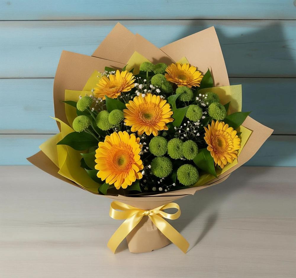 Букет цветов из: Герберы и Хризантемы в Большевик