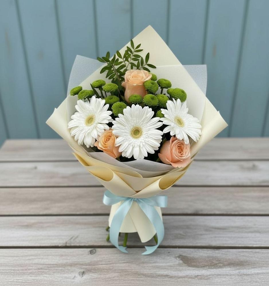 Букет цветов из: Герберы, Розы и Хризантемы в Большевик