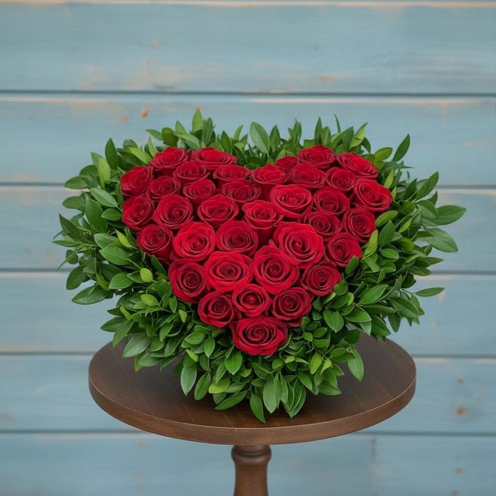 Цветочная композиция из Розы в виде сердца в Большевик