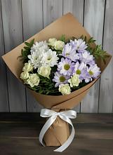 Букет цветов из:  Хризантемы и Розы в Большевик