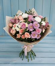 Букет цветов из:  Хризантемы, Розы и Альстромерии #REPLACE_PRED# Большевик