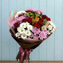 Букет цветов из:  Розы, Хризантемы и Альстромерии в Большевик