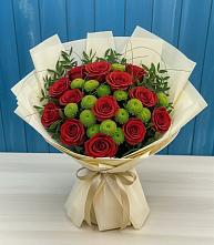 Букет цветов из:  Розы и Хризантемы #REPLACE_PRED# Большевик