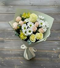 Букет цветов из:  Альстромерии, Розы и Хризантемы в Большевик